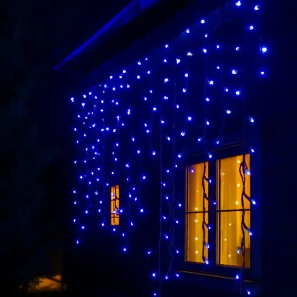 Уличная гирлянда 12 м 200 LED черный провод синий