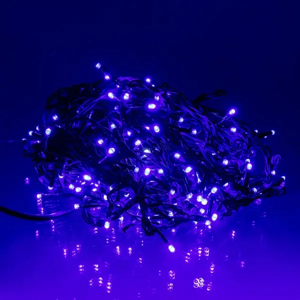 Уличная гирлянда 12 м 200 LED черный провод синий