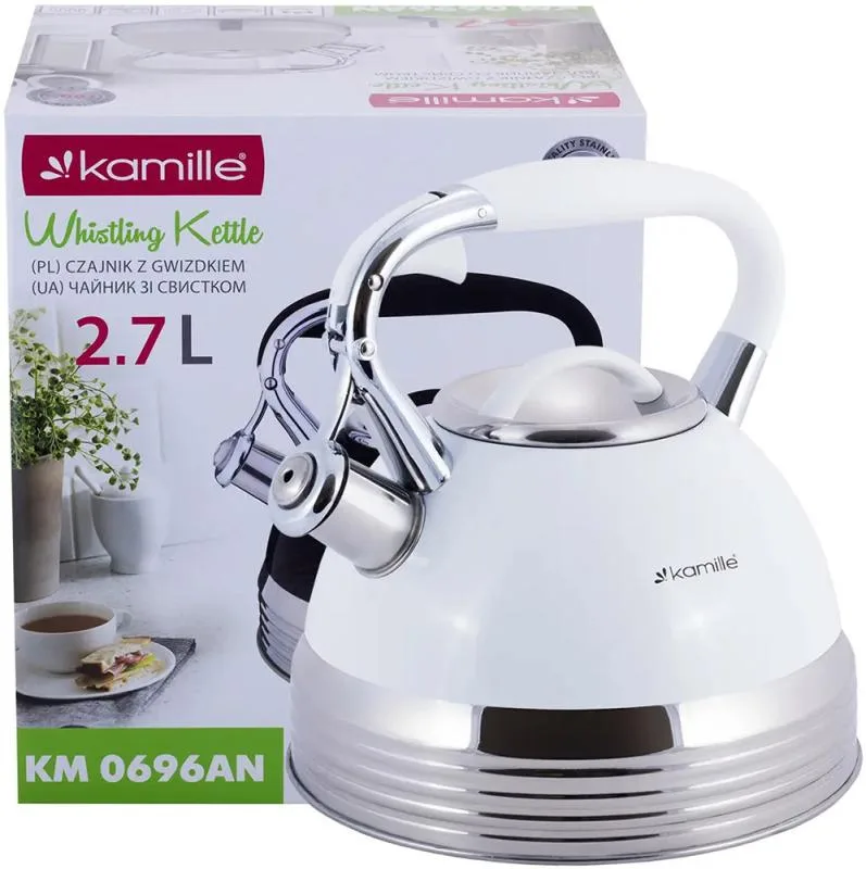 Чайник индукционный Kamille Marshmallow 2.7л белый со свистком