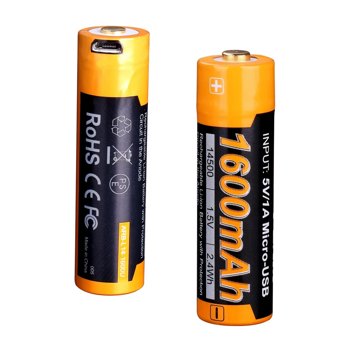 Акумулятор Li-Ion 14500 Fenix 1600 мАг мікро USB Чорний