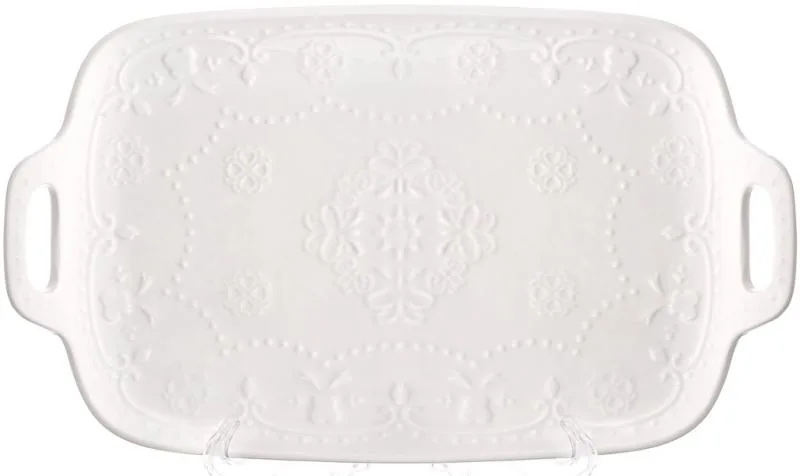 Сервірувальні блюда порцелянові White-Lace 30х18 см набір 2 штуки з ручками