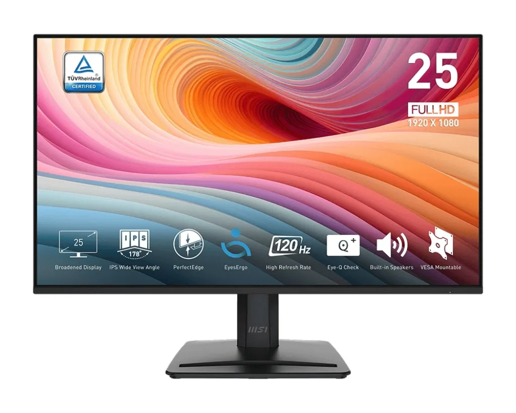 Монітор MSI 24.5" PRO MP251-E2 D-Sub, HDMI, DP, MM, IPS, 120Hz, sRGB 99%, AdaptiveSync