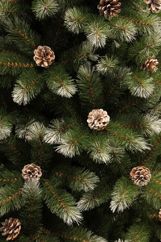 Сосна TriumphTree ПВХ 185 см зелена з інеєм та шишками