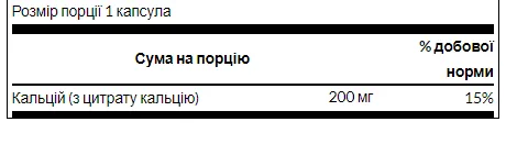 Кальций цитрат 200 мг 60 капсул Swanson легкоусвояемая форма для крепких костей