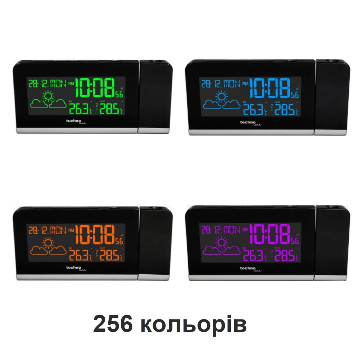 Годинник проекційний електронний пластик чорний 163х80х55 мм