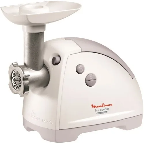Мясорубка Moulinex, 2000 Вт, производительность 26 кг/мин, 3 насадки для резки, насадка для колбас и кеббе, 5 терок, пластиковый корпус, бело-серый