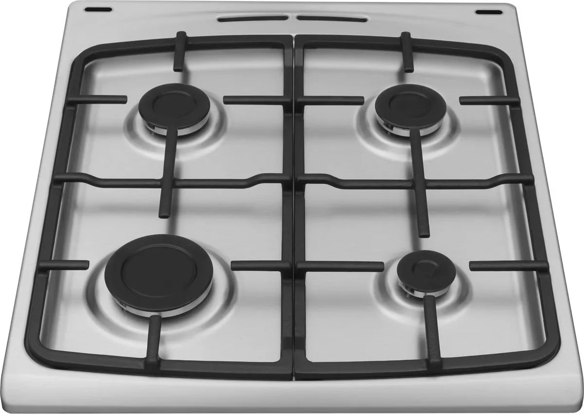 Газова плита Hansa, 50x60 см, 67 л, чавунні решітки, газовий контроль, нержавіюча сталь.