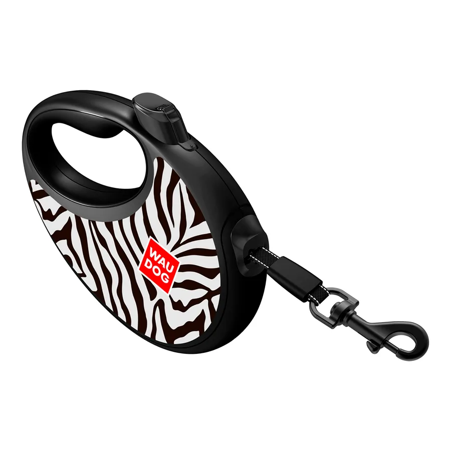 Поводок-рулетка WAUDOG R-leash S 300 см пластик светоотражающая лента Зебра