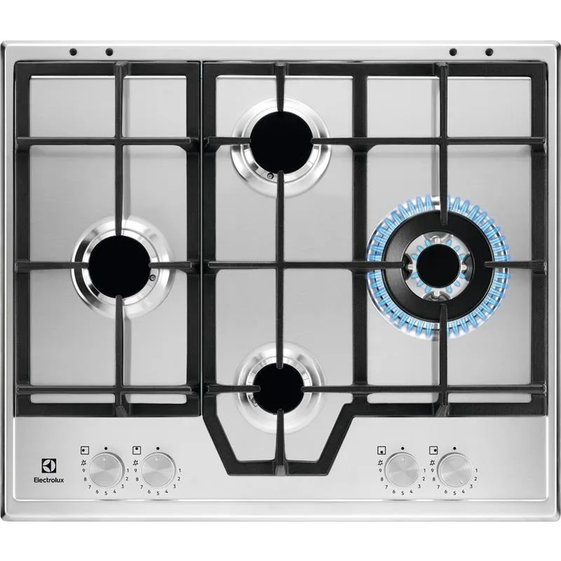 Газова варильна панель Electrolux, 60 см, чавун та нержавіюча сталь.