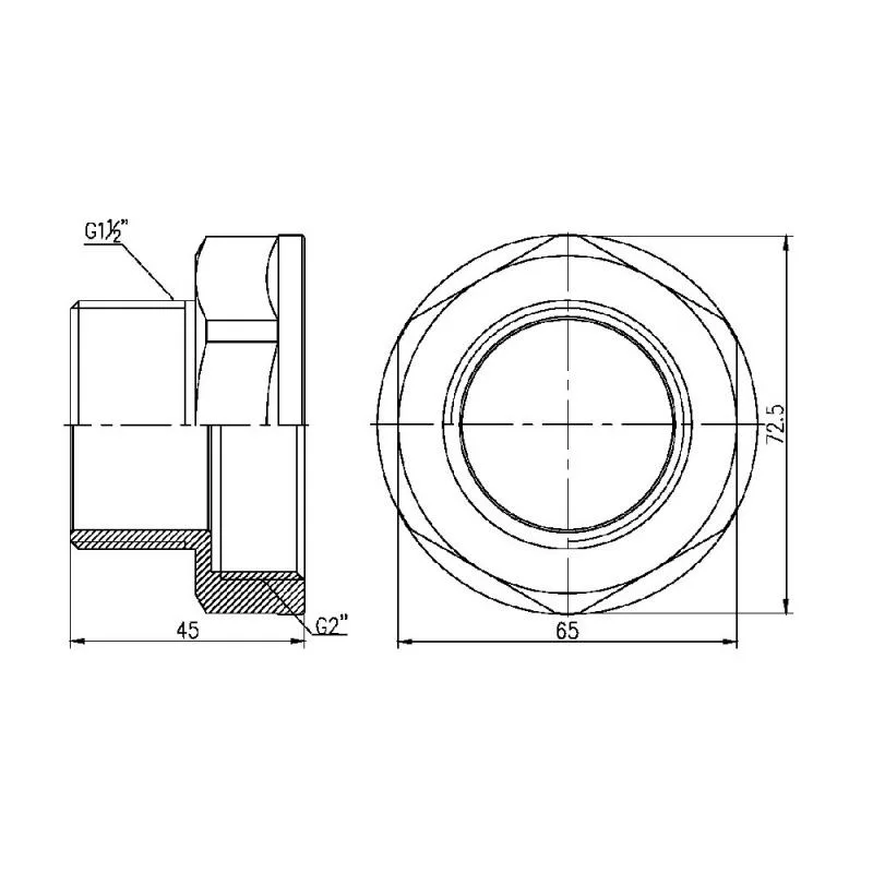 Переход никелированный 2"x1 1/2" латунь Thermo Alliance Forte