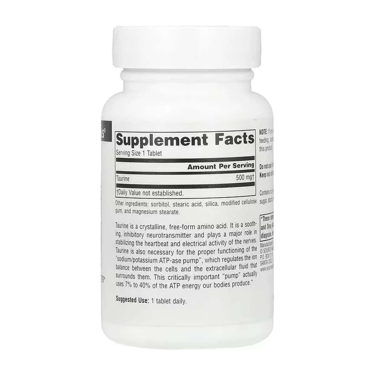 Таурин 500 мг Source Naturals 60 табл Кристалічна амінокислота