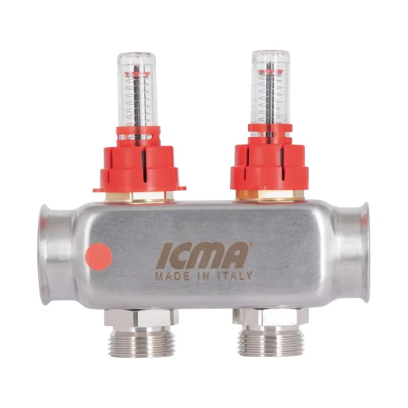 Колектор з витратомірами ICMA K073 1" х 3/4" нержавіюча сталь для системи "Тепла підлога"