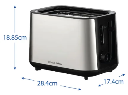 Тостер Russell Hobbs Нержавіюча сталь 28,4х18,85х17,4 см Чорний 2Slice