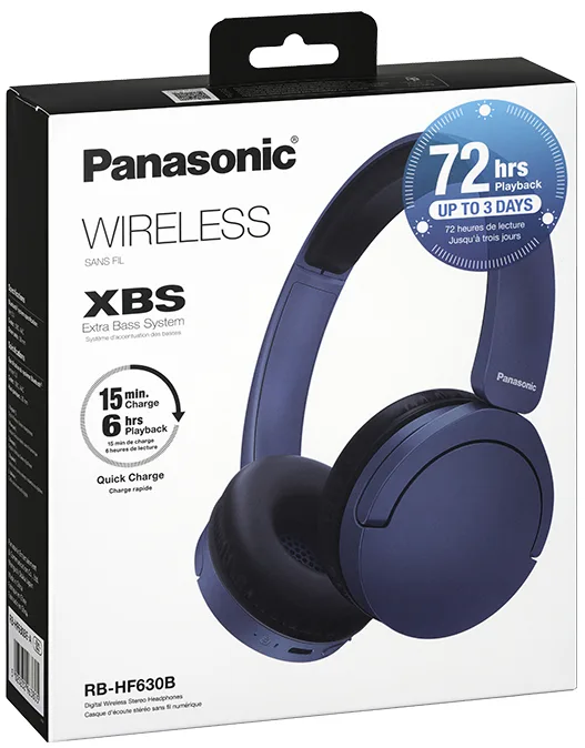 Наушники Panasonic беспроводные накладные синие пластиковые для спорта 140 г.