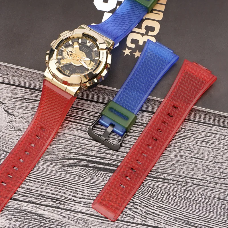 Ремінець Casio полімер 21,3 см напівпрозорий червоний синій
