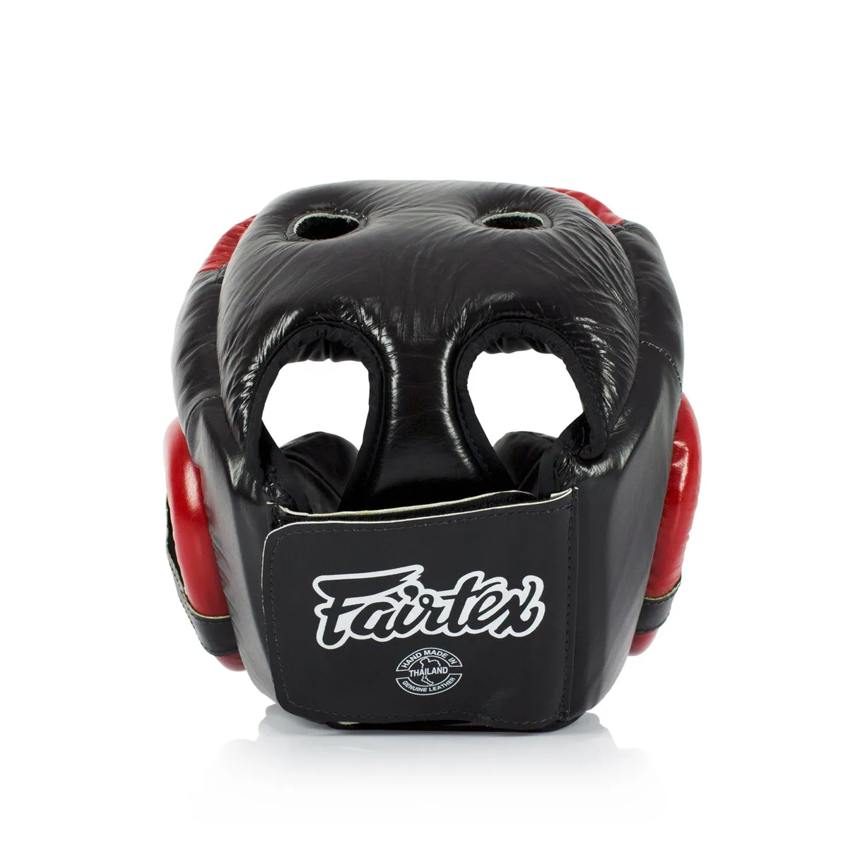 Боксерський шолом Fairtex натуральна шкіра M чорний червоний