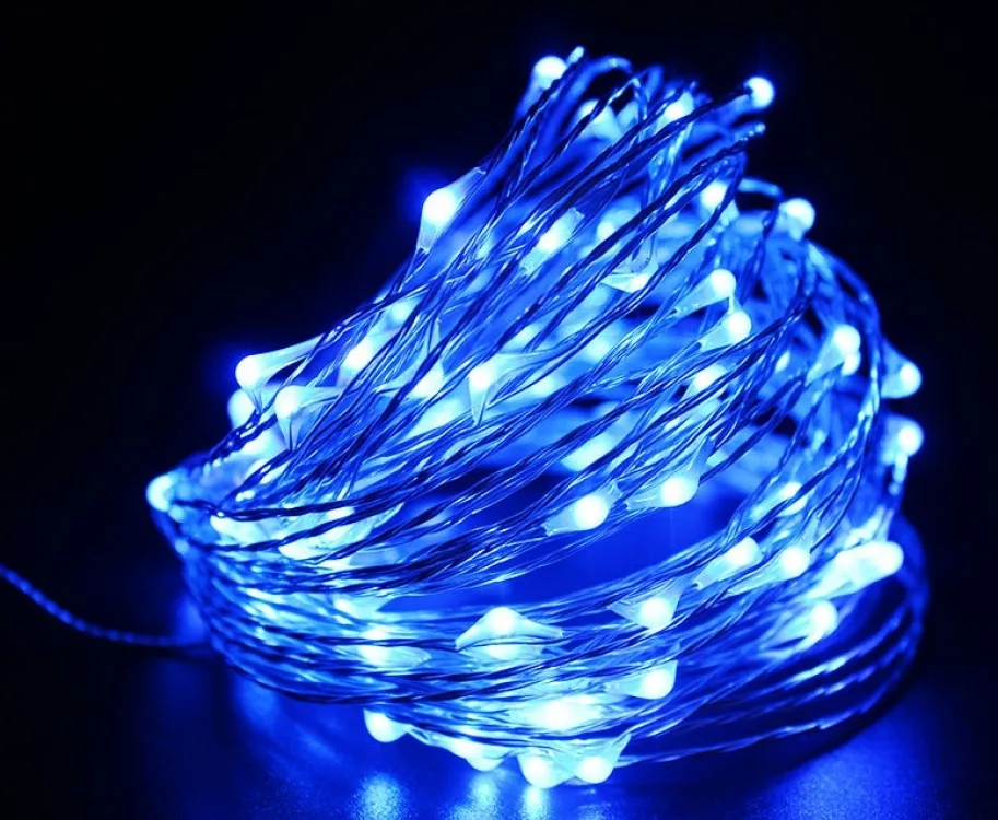 Гірлянда світлодіодна метал 10 м синя 100 LED