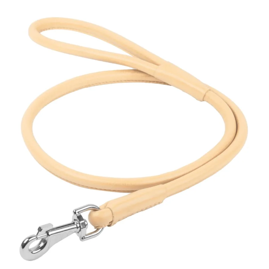 Повідець WAUDOG Glamour шкіряний круглий 13 мм x 122 см бежевий