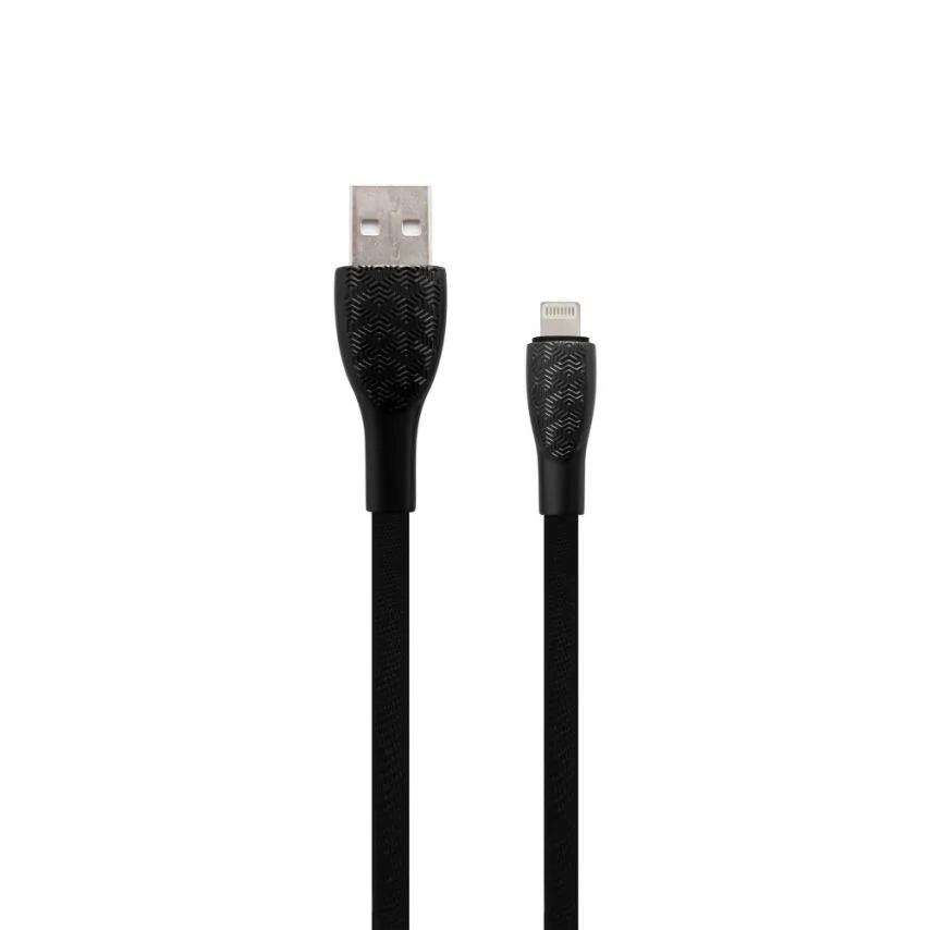Кабель USB WALKER тканевый 1 м черный Lightning 3,1 А Quick Charge