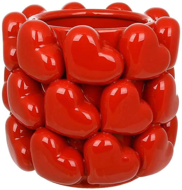 Ваза порцелянова Fruits Heart червона 21х20 см з рельєфним декором Серця