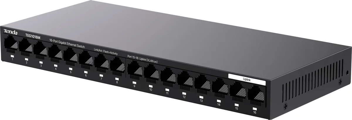Комутатор TENDA TEG1016M 16xGE, Некерований