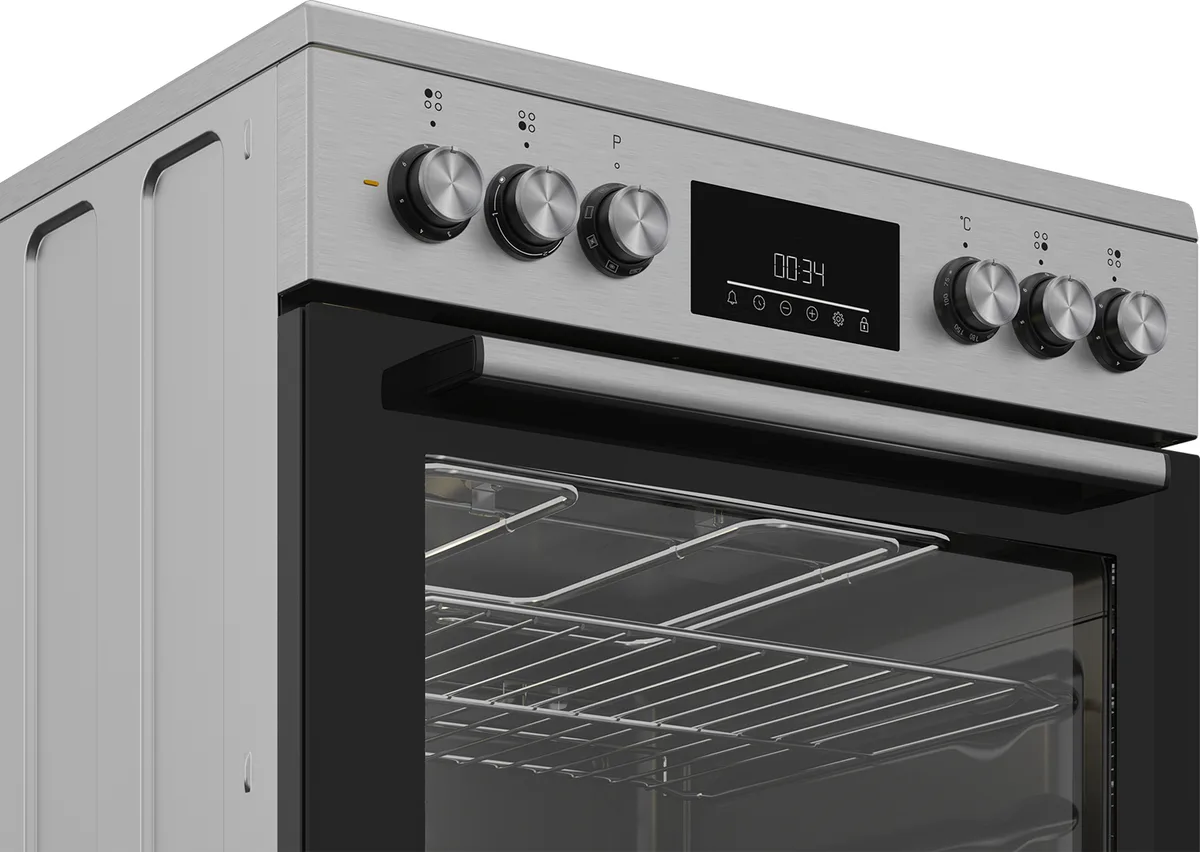 Електрична плита Beko склокерамічна 60х85х60 см нержавіюча сталь 4 конфорки 66 л