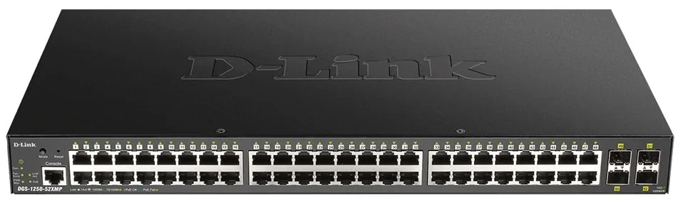 Комутатор D-Link 48 портів PoE 10/100/1000Base-T 4 порти SFP+ 370W