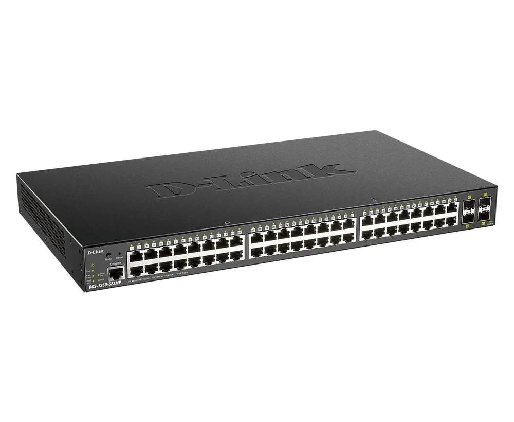 Коммутатор D-Link 48 портов PoE 10/100/1000Base-T 4 порта SFP+ 370W
