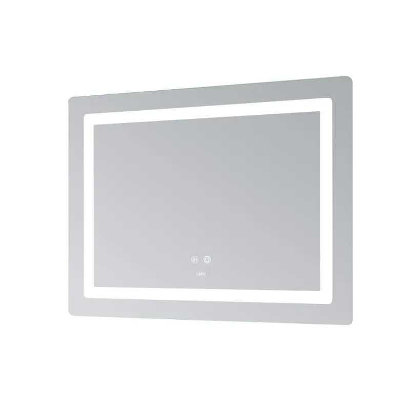 Дзеркало Lidz Kubis KU2 з LED-підсвічуванням 800х600 мм алюміній/пластик антизапотівання