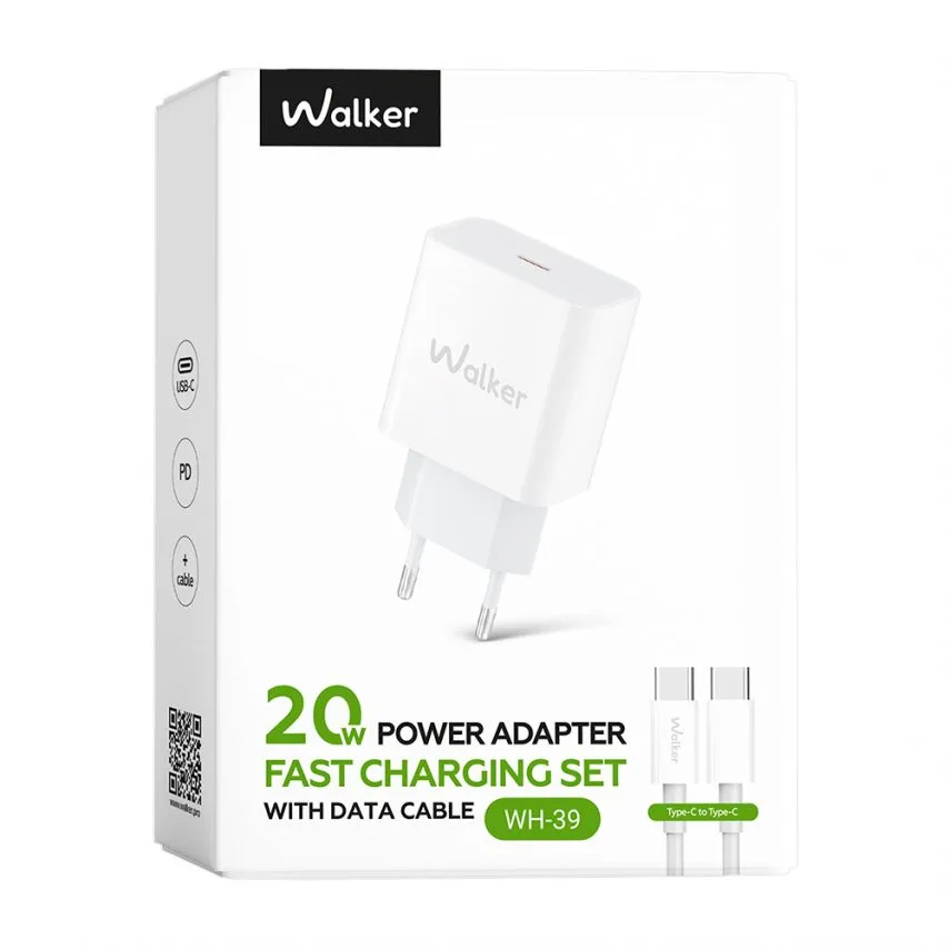 Мережевий зарядний пристрій WALKER TPE 1м 20W Білий