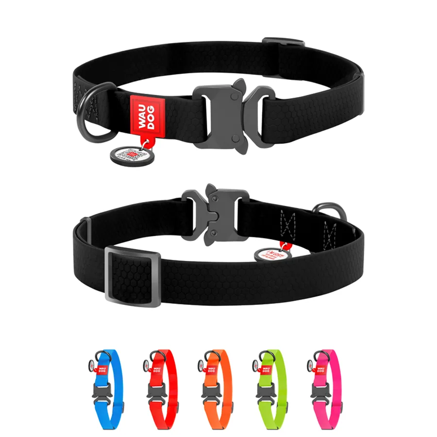 Нашийник WAUDOG Waterproof 25 мм x 38-58 см Collartex чорний металічна пряжка