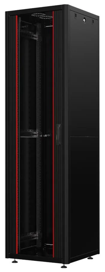 Шкаф MIRSAN 19", 12U, GTN SERVER, стеклянные двери, 600x1000 мм, максимум 1000 кг, черный.