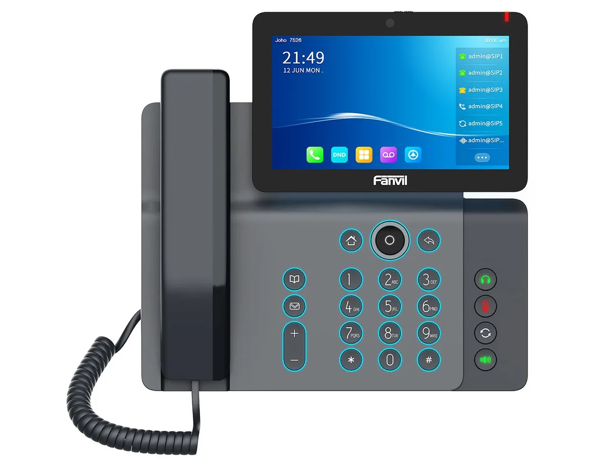 Телефон IP Fanvil V67 2xGE LAN, 1xUSB-A, BT4.2, Wi-Fi, 20 SIP ліній, SW Linux, PoE, 7" кольоровий тач-дисплей, 116 DSS клавіш, камера 1080p30, Android 9.0