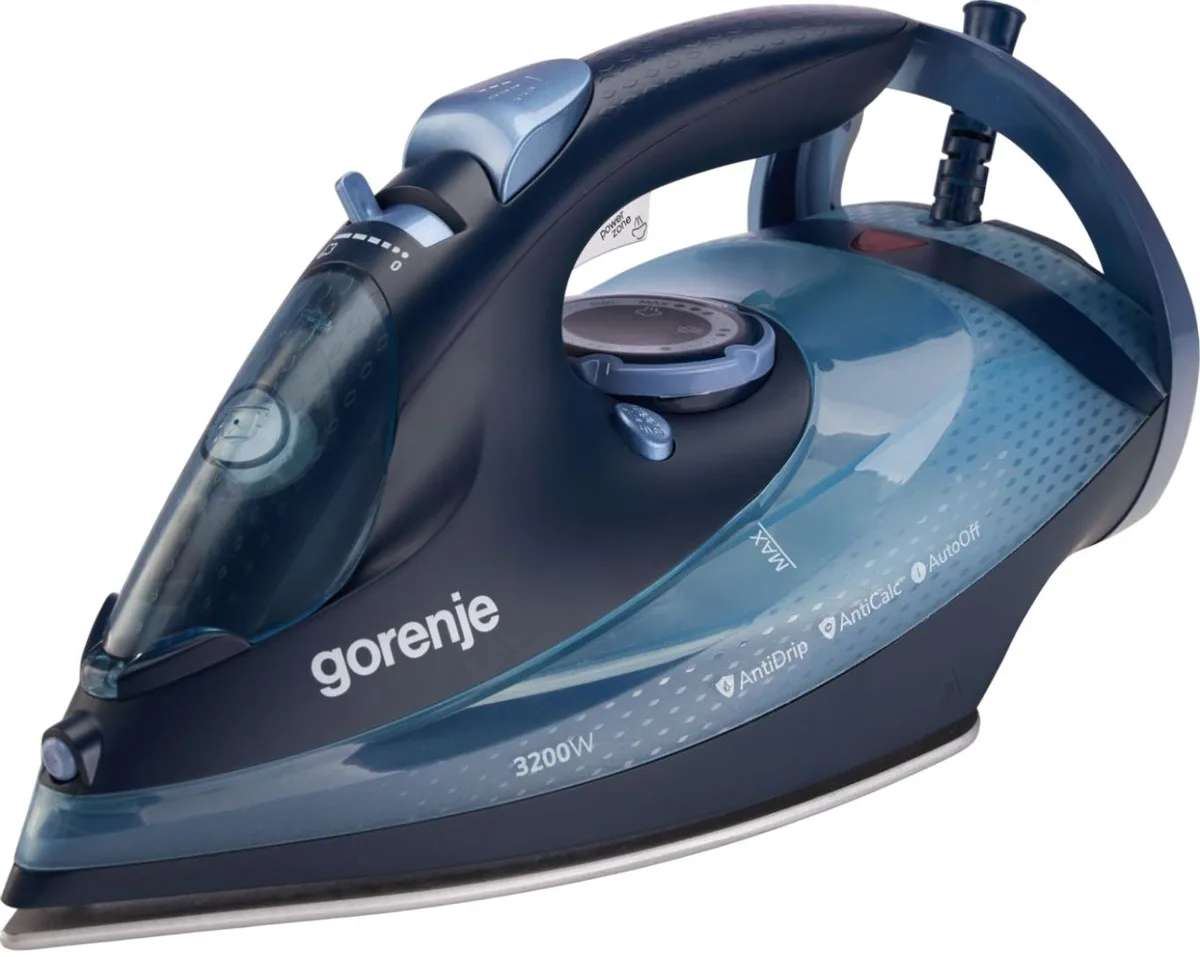 Праска Gorenje, 3250Вт, 420мл, паровий удар 250гр, вертикальне відпарювання, система антинакипу, автовідключення, керамічна підошв