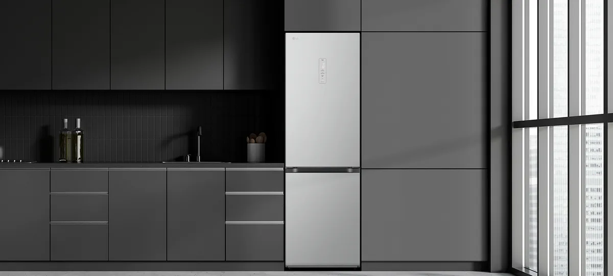 Холодильник LG з нижнім морозильником, розміри 186x60x68 см, об'єм холодильного відділу - 234 л, морозильного - 110 л, 2 дверцята,