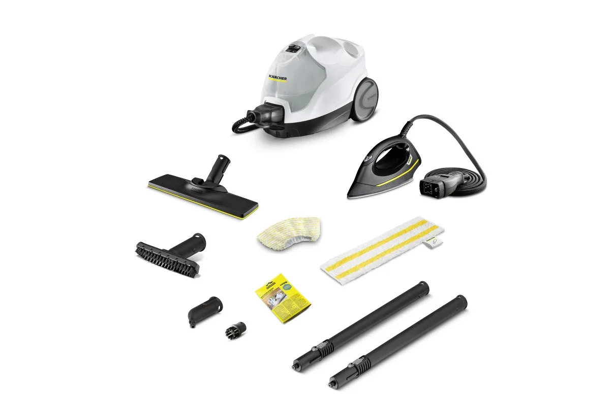 Парова чистка Karcher SC 4 EasyFix Iron, 2000Вт, 800мл, 3.5Бар, з праскою в комплекті, біло-чорний.