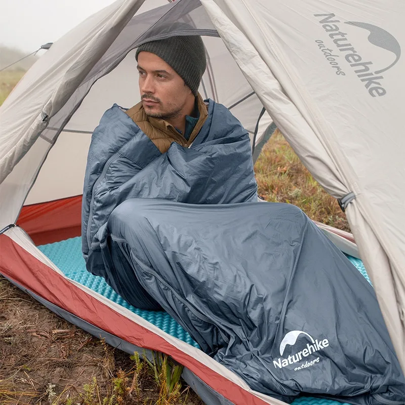 Спальник Naturehike надлегкий 15°C XL сіро-синій нейлон 380Т 20D