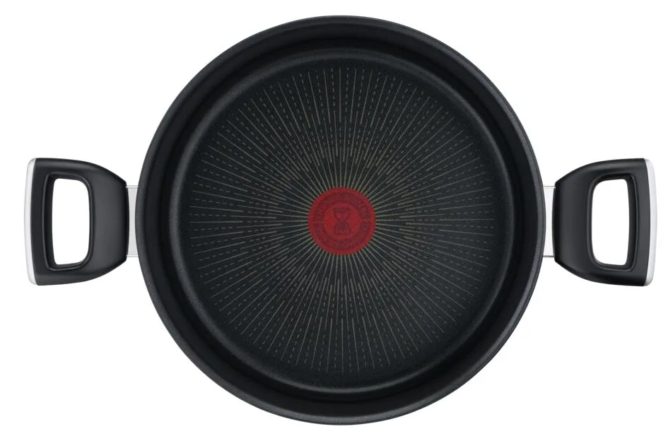 Каструля з кришкою Tefal Unlimited, 24 см, 5.3 л, алюмінієва, бакелітова ручка, скляна кришка, чорного кольору.