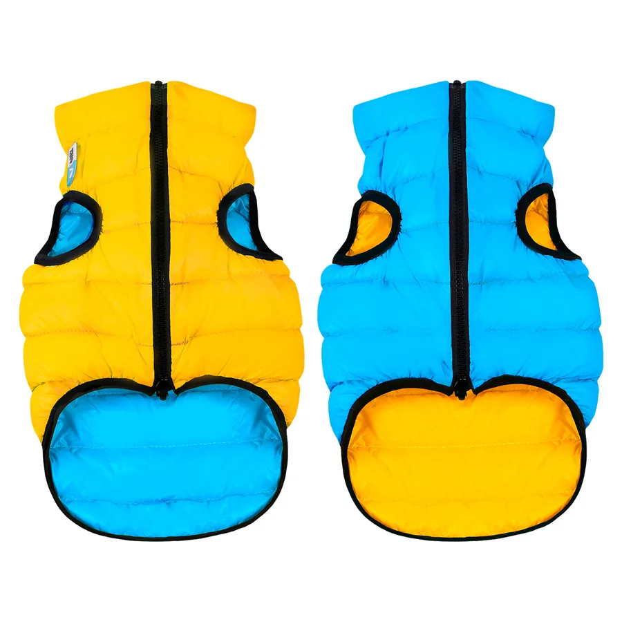 Двостороння курточка для собак M40 38-40 см нейлон жовто-блакитна