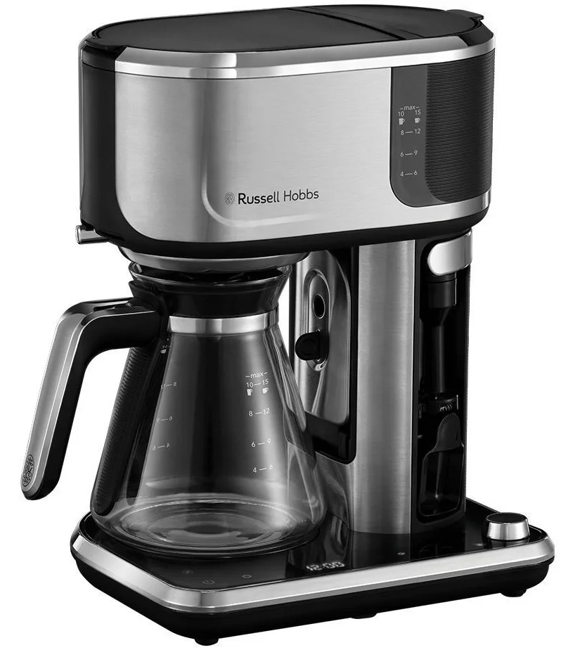 Кавоварка Russell Hobbs крапельного типу Attentiv Coffee Bar 1.5л, для меленої кави, з LED-дисплеєм, чорного та металевого кольору