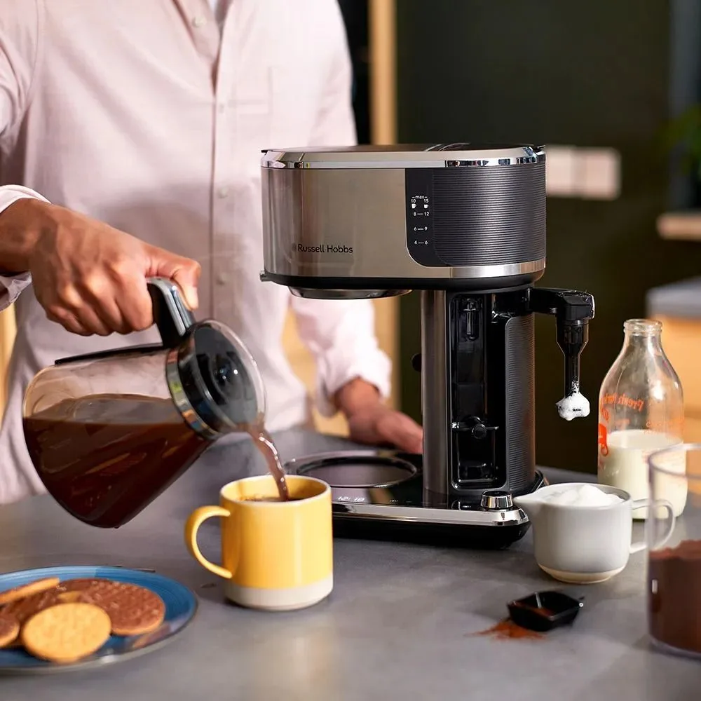 Кавоварка Russell Hobbs крапельного типу Attentiv Coffee Bar 1.5л, для меленої кави, з LED-дисплеєм, чорного та металевого кольору