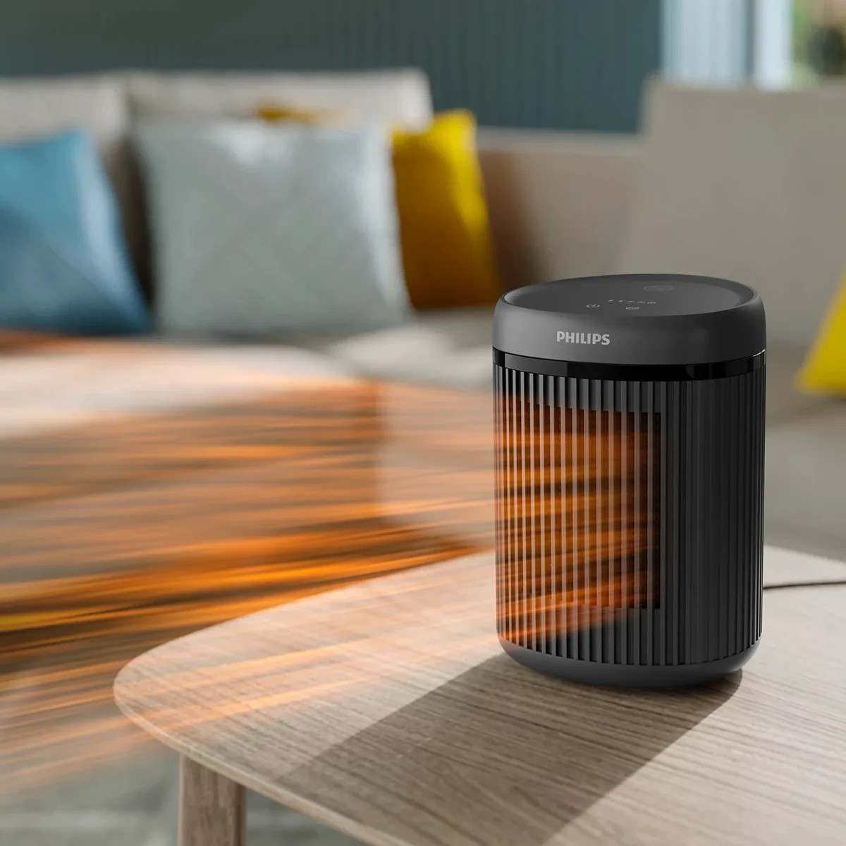 Тепловой вентилятор Philips 2000 Series, для помещений до 15 м2, мощность 1500 Вт, электронное управление, керамический нагревательный элемент, Wi-Fi, темно-серого цвета
