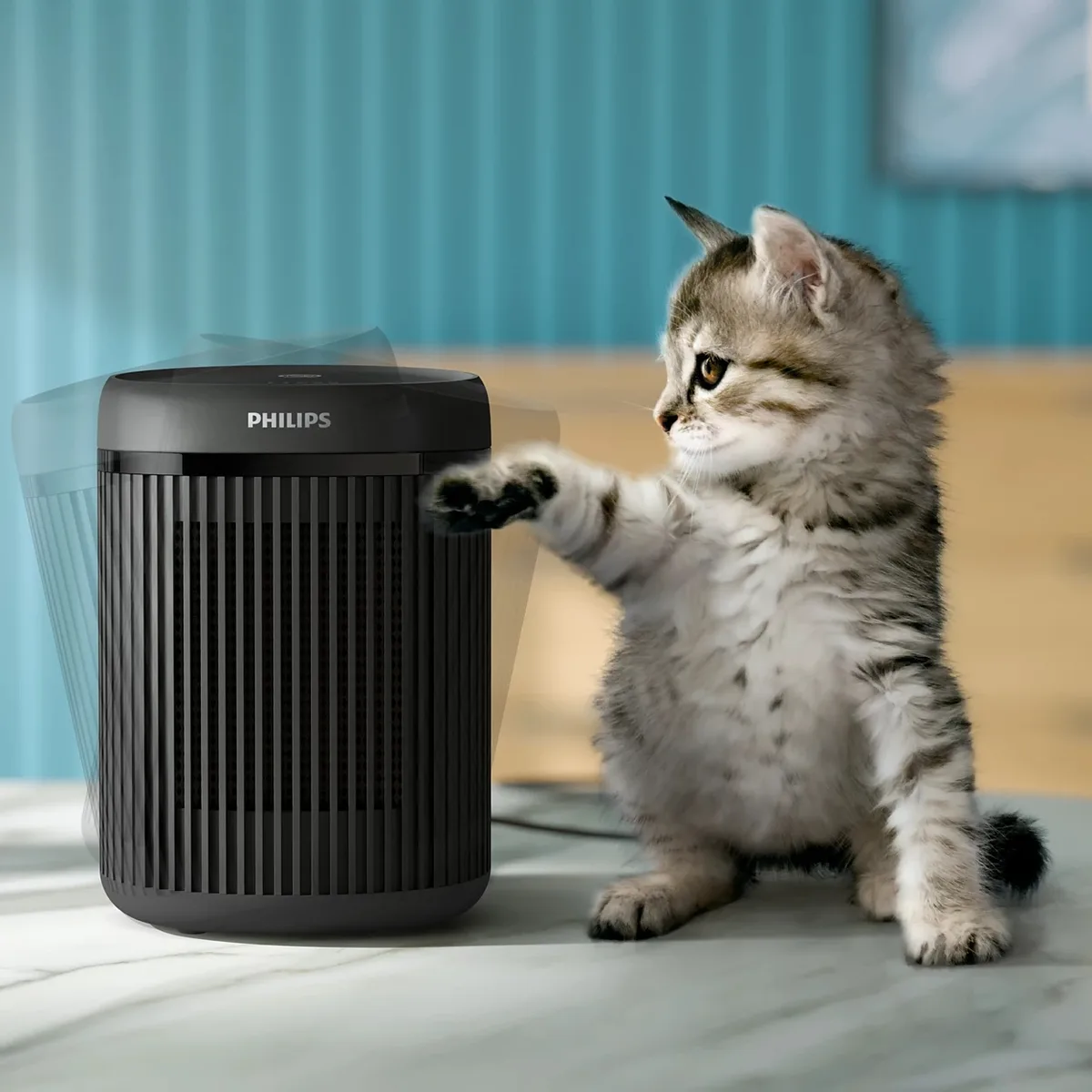 Тепловой вентилятор Philips 2000 Series, для помещений до 15 м2, мощность 1500 Вт, электронное управление, керамический нагревательный элемент, Wi-Fi, темно-серого цвета