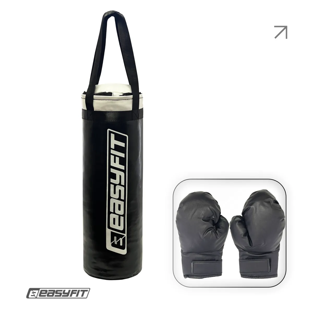 Боксерська груша EasyFit PU 60х20 см для дітей 4-12 років з рукавичками