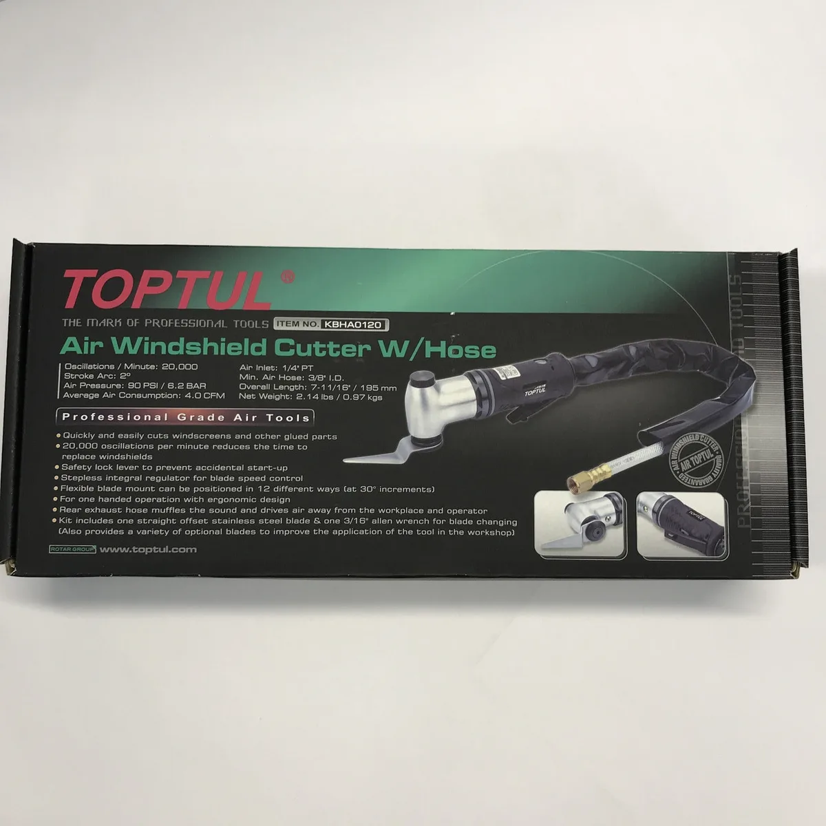 Пневмонож для резки стекла Toptul KBHA0120 на сжатом воздухе Прочный корпус