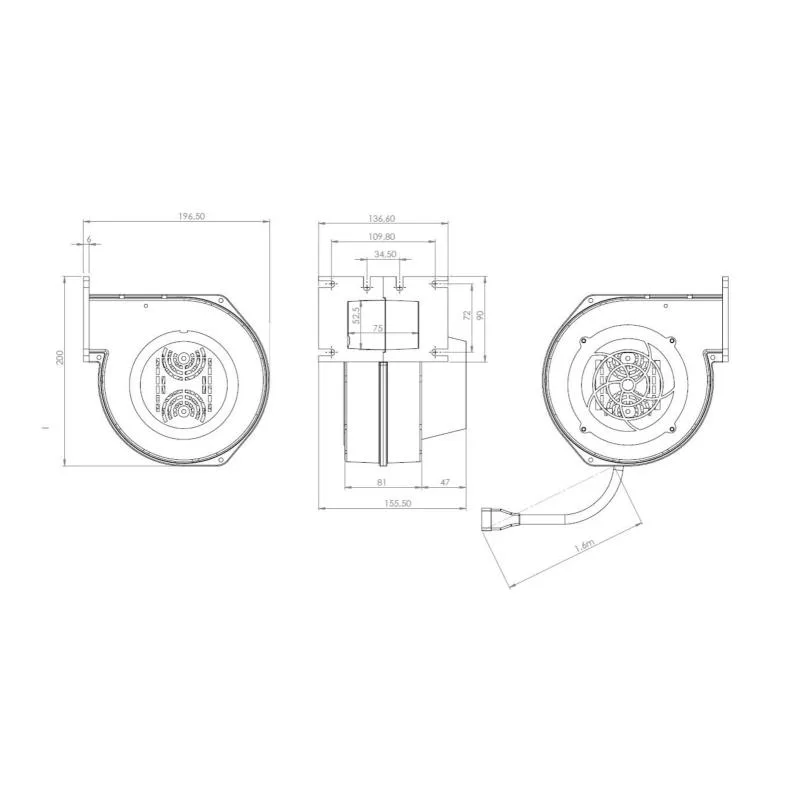 Вентилятор Thermo Alliance TA100 80 Вт 180 м³/год алюміній 197х200х156 мм