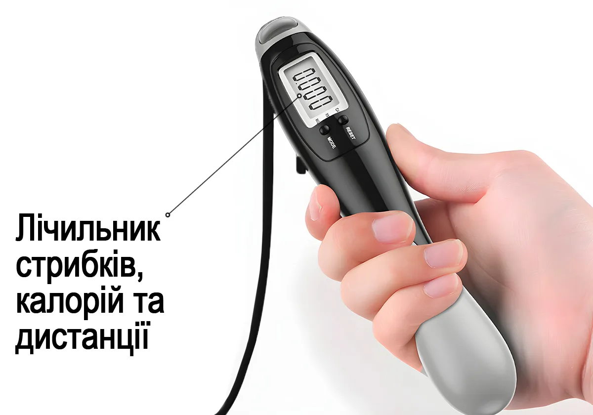 Скоростная скакалка со счетчиком EasyFit стальной трос 2,8 м черный-серый