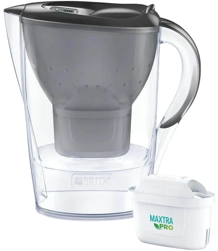 Фільтрувальний глечик Brita Marella XL Memo MXPro 3.5л (2л очищеної води) з картриджем для фільтрації, сірий.