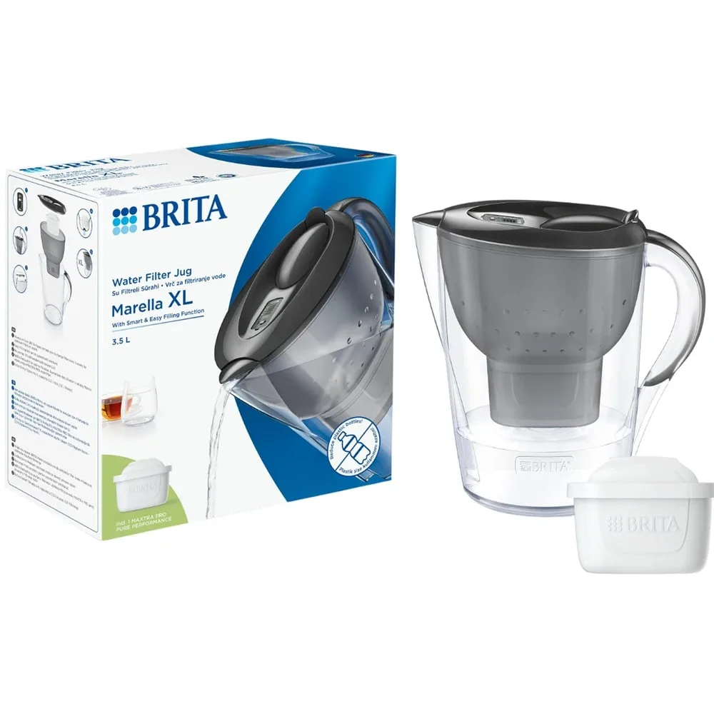 Фильтровальный кувшин Brita Marella XL Memo MXPro 35л (2л очищенной воды) с картриджем для фильтрации, серый
