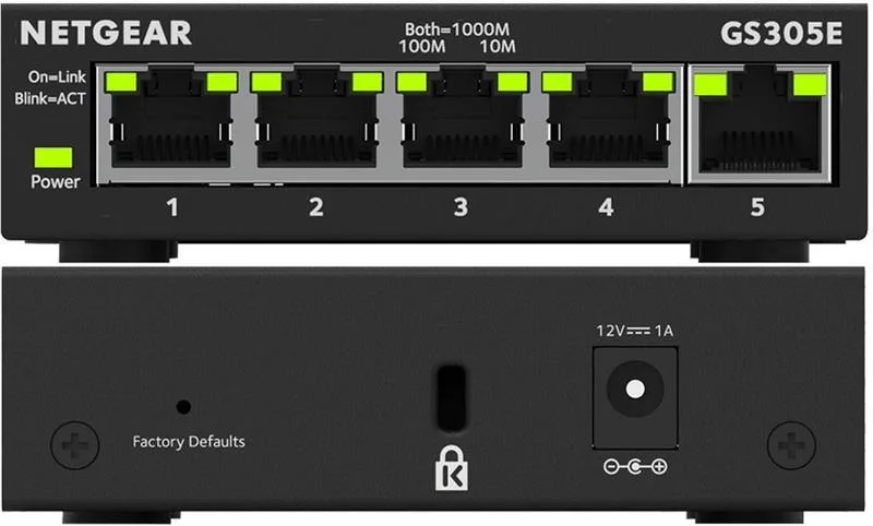 Комутатор NETGEAR GS305E 5xGE, WebSmart